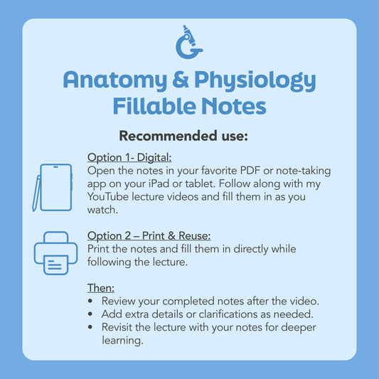 Anatomy & Physiology Fillable Notes - Introductory Terminology (Digital Download)